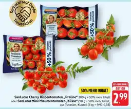 Edeka SanLucar Cherry Rispentomaten „Praline“ oder SanLucar Mini Pflaumentomaten „Küsse“ Angebot