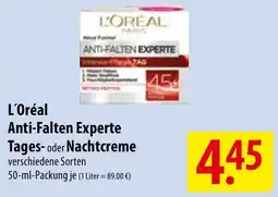 Famila Nord Ost L'Oréal Anti-Falten Experte Tages oder Nachtcreme Angebot