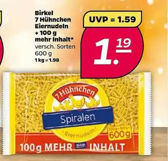 NETTO Birkel 7 Hühnchen Eiernudeln + 100 G Mehr Inhlat Angebot