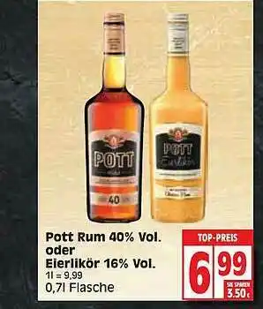 Edeka Pott Rum 40% Vol. Oder Eierlikör 16% Vol. Angebot