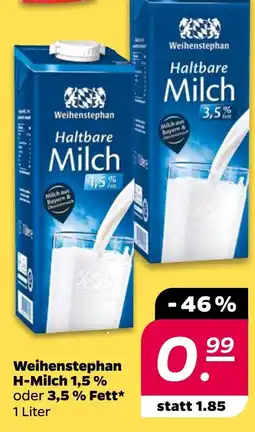 NETTO Weihenstephan H-Milch 1,5% oder 3,5 % Fett Angebot