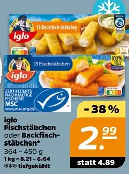 NETTO iglo Fischstäbchen oder Backfisch- stäbchen Angebot
