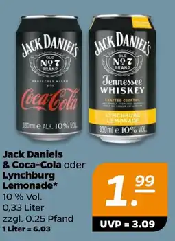 NETTO Jack Daniels & Coca-Cola oder Lynchburg Lemonade Angebot