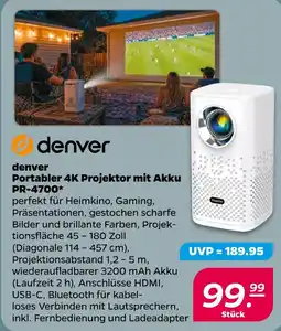 NETTO denver Portabler 4K Projektor mit Akku Portabler 4K Projektor mit Akku PR-4700 Angebot