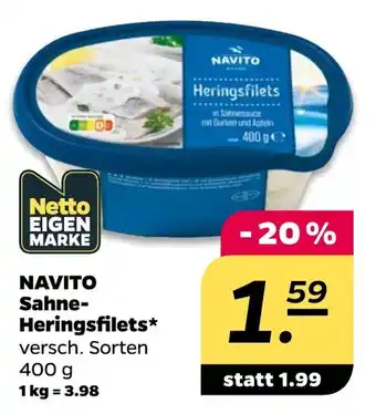 Netto NAVITO Sahne- Heringsfilets Angebot