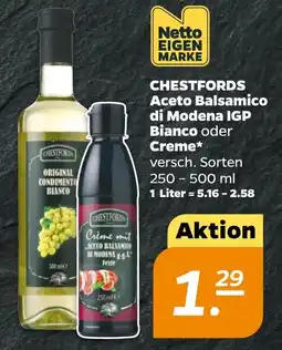 NETTO CHESTFORDS Aceto Balsamico di Modena IGP Bianco oder Creme Angebot