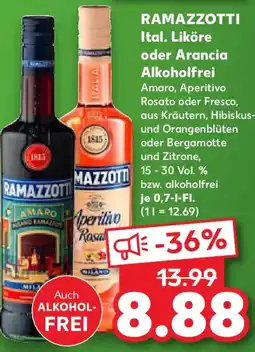Kaufland RAMAZZOTTI Ital. Liköre oder Arancia Alkoholfrei Angebot