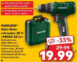 Kaufland PARKSIDE Akku-Bohrschrauber 20 V PBSSA 20-Li Angebot