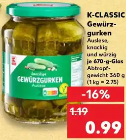Kaufland K-CLASSIC Gewürzgurken Angebot