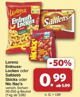 Famila Nord West Lorenz Erdnuß Locken oder Saltletts Sticks oder Nic Nac`s Angebot