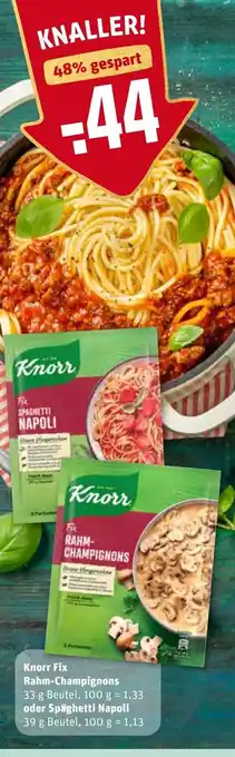 REWE Knorr Fix Rahm Champignons 33g oder Spaghetti Napoli 39g Beutel Angebot