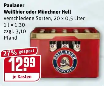 REWE Paulaner Weißbier oder Münchner Hell 20x0,5L Angebot