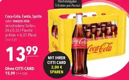 CITTI Markt Coca-Cola, Fanta, Sprite oder mezzo mix Angebot