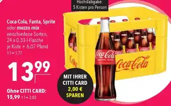 CITTI Markt Coca-Cola, Fanta, Sprite oder mezzo mix Angebot