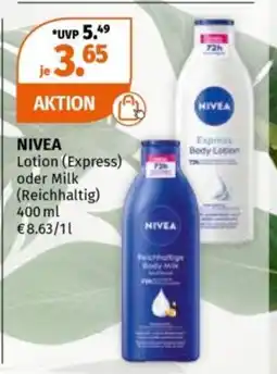 Müller NIVEA Lotion (Express) oder Milk (Reichhaltig) Angebot