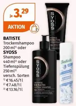 Müller BATISTE Trockenshampoo oder SYOSS Shampoo oder Tiefenspülung Angebot