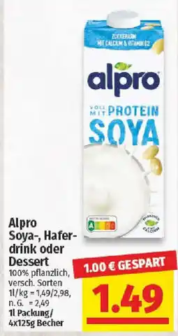 nah & gut Alpro Soya-, Haferdrink oder Dessert Angebot
