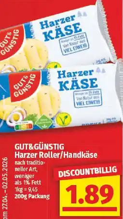 nah & gut GUT&GÜNSTIG Harzer Roller/Handkäse Angebot