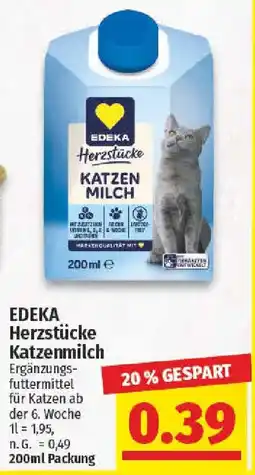 nah & gut EDEKA Herzstücke Katzenmilch Angebot