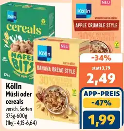Aktiv Irma Kölln Müsli oder cereals Angebot