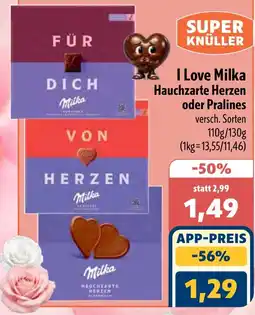 Aktiv Irma I Love Milka Hauchzarte Herzen oder Pralines Angebot
