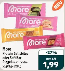 Aktiv Irma More Protein Satisbites oder Soft Bar Riegel Angebot