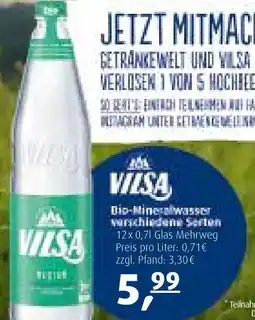 Getränkewelt Vilsa bio-mineralwasser Angebot