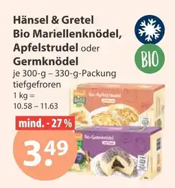 V Markt Hänsel & gretel bio marillenknödel, apfelstrudel oder germknödel Angebot