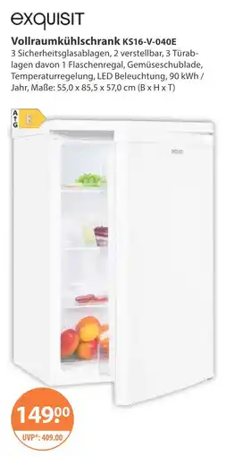 V Markt Exquisit vollraumkühlschrank ks16-v-040e Angebot