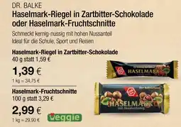 Vitalia Dr. balke haselmark-riegel in zartbitter-schokolade Angebot