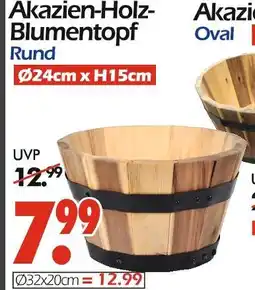 Wreesmann Akazien-holz-blumentopf rund ø24cm x h15cm Angebot