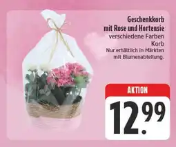 E-Center Geschenkkorb mit rose und hortensie Angebot