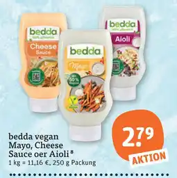 tegut Bedda vegan mayo, cheese sauce oder aioli Angebot