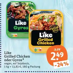 tegut Like grilled chicken oder gyros Angebot