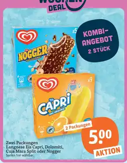 tegut Langnese eis capri , dolomiti, cuja mara split oder nogger Angebot