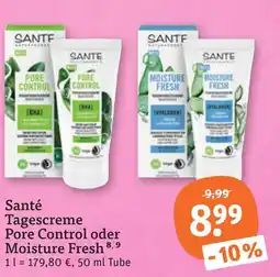 tegut Santé tagescreme pore control oder moisture fresh Angebot