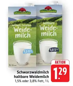 Edeka Schwarzwaldmilch haltbare weidemilch 1,5% fett Angebot
