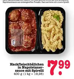 E-Center Hackfleischbällchen in napolitanersauce mit spirelli Angebot