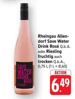 Edeka Allendorf save water drink rosé q.b.a Angebot