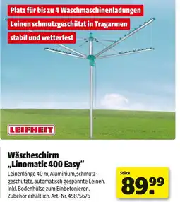 Hagebau Leifheit wäscheschirm „linomatic 400 easy“ Angebot