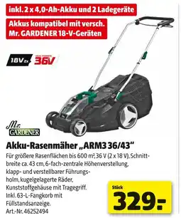 Hagebau Mr. gardener akku-rasenmäher „arm3 36/43“ Angebot
