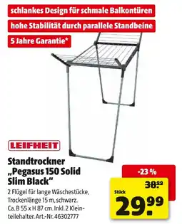 Hagebau Leifheit standtrockner „pegasus 150 solid slim black“ Angebot