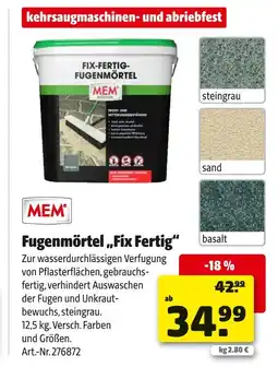 Hagebau Mem fugenmörtel „fix fertig“ Angebot