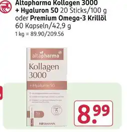 Rossmann Altapharma kollagen 3000 + hyaluron 50 Angebot