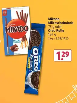 Rossmann Mikado milchschokolade oder oreo rolle Angebot