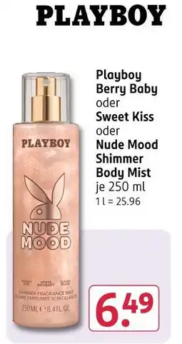 Rossmann Playboy berry baby, sweet kiss oder nude mood shimmer body mist Angebot