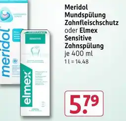 Rossmann Mundspülung zahnfleischschutz oder elmex sensitive zahnspülung Angebot