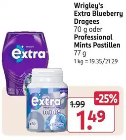 Rossmann Wrigley's extra blueberry dragees oder professional mints pastillen Angebot