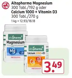 Rossmann Altapharma magnesium oder calcium 1000 + vitamin d3 Angebot