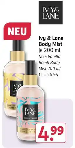 Rossmann Ivy & lane body mist Angebot
